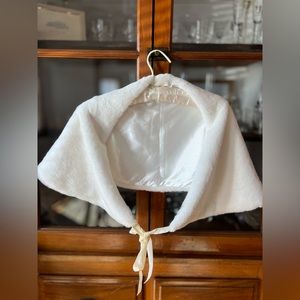 Faux Fur Shawl, White